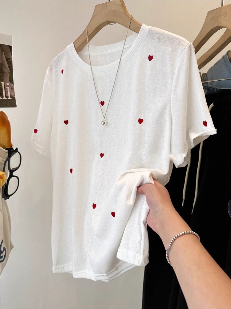 Embroidery Cotton Shirt - Artı Boyutu 240 Pound Aşk Nakış