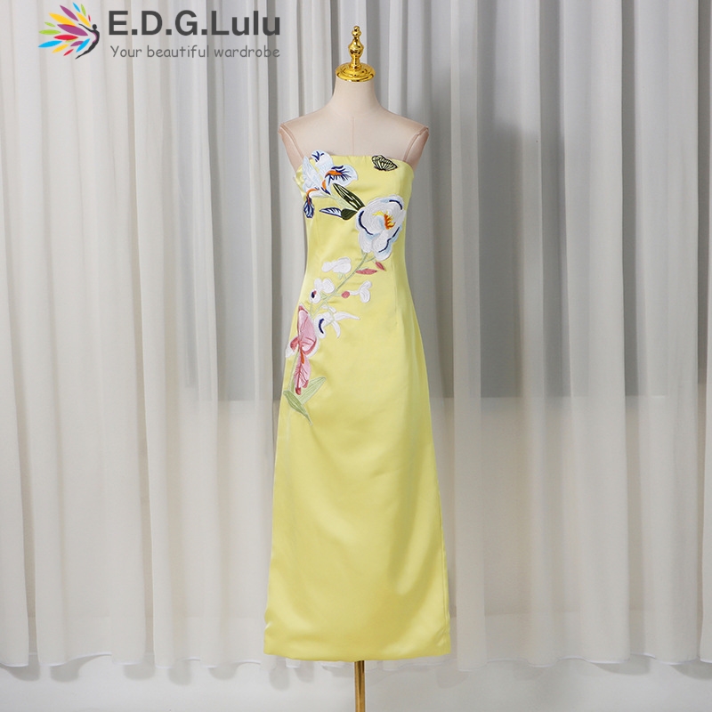 EDGLuLu 3d Nakış Çiçek Straple - Embroidery Yellow Dress incelemesi ve fiyatı