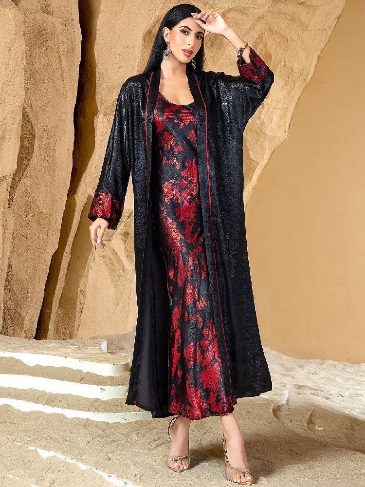 Siyah Kırmızı Açık Kimono Abay - Embroidery Kebaya incelemesi ve fiyatı