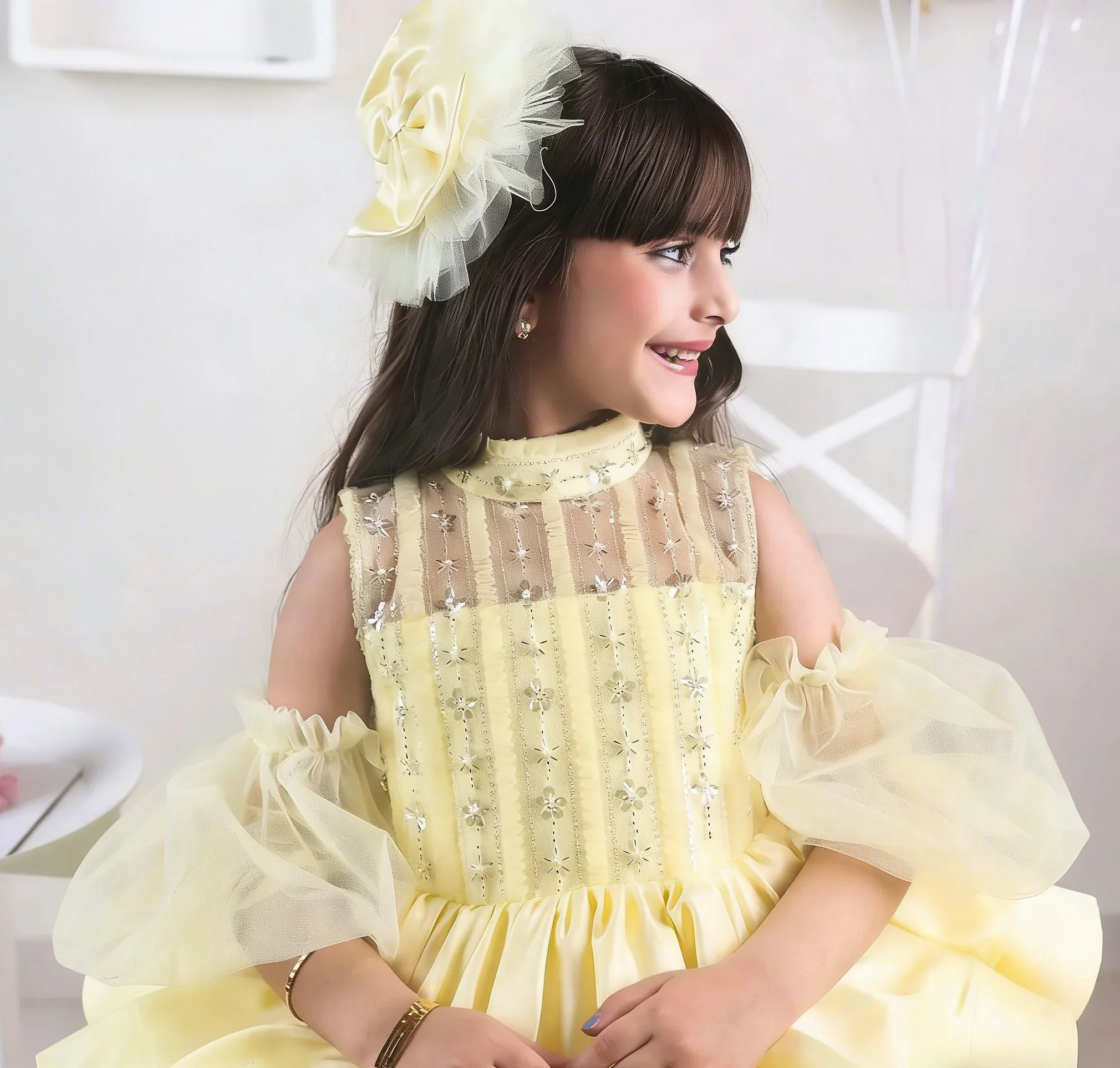 Sarı Çiçek Kız Elbiseleri Düğü - Embroidery Yellow Dress incelemesi ve fiyatı