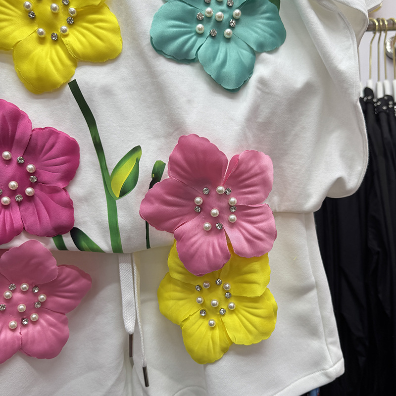 Yaz Renkli 3D Çiçekler T-shirt - Embroidery Cotton Shirt incelemesi ve fiyatı