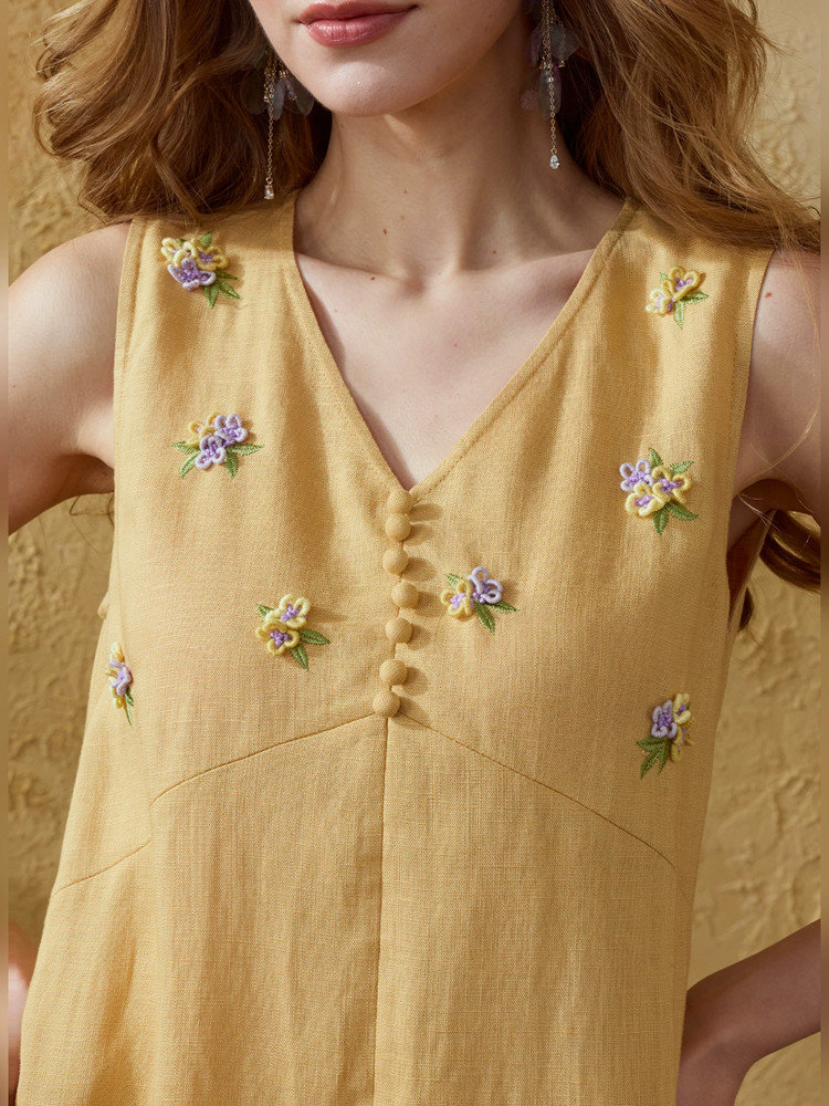 86-98cm büstü yaz uzun elbisel - Embroidery Yellow Dress incelemesi ve fiyatı