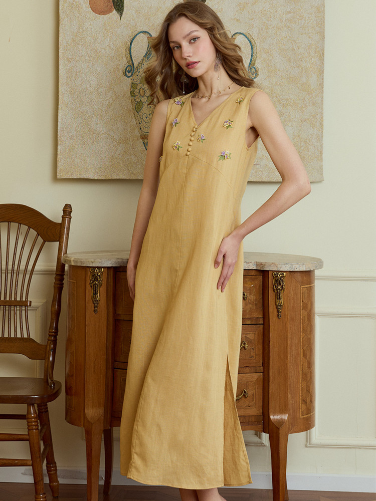 86-98cm büstü yaz uzun elbisel - Embroidery Yellow Dress incelemesi ve fiyatı