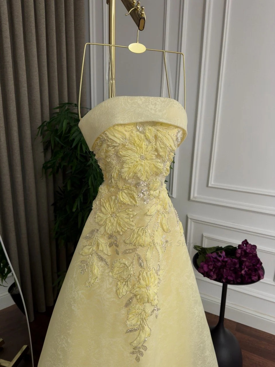Soluk Sarı A Kesim Abiye Elbis - Embroidery Yellow Dress incelemesi ve fiyatı